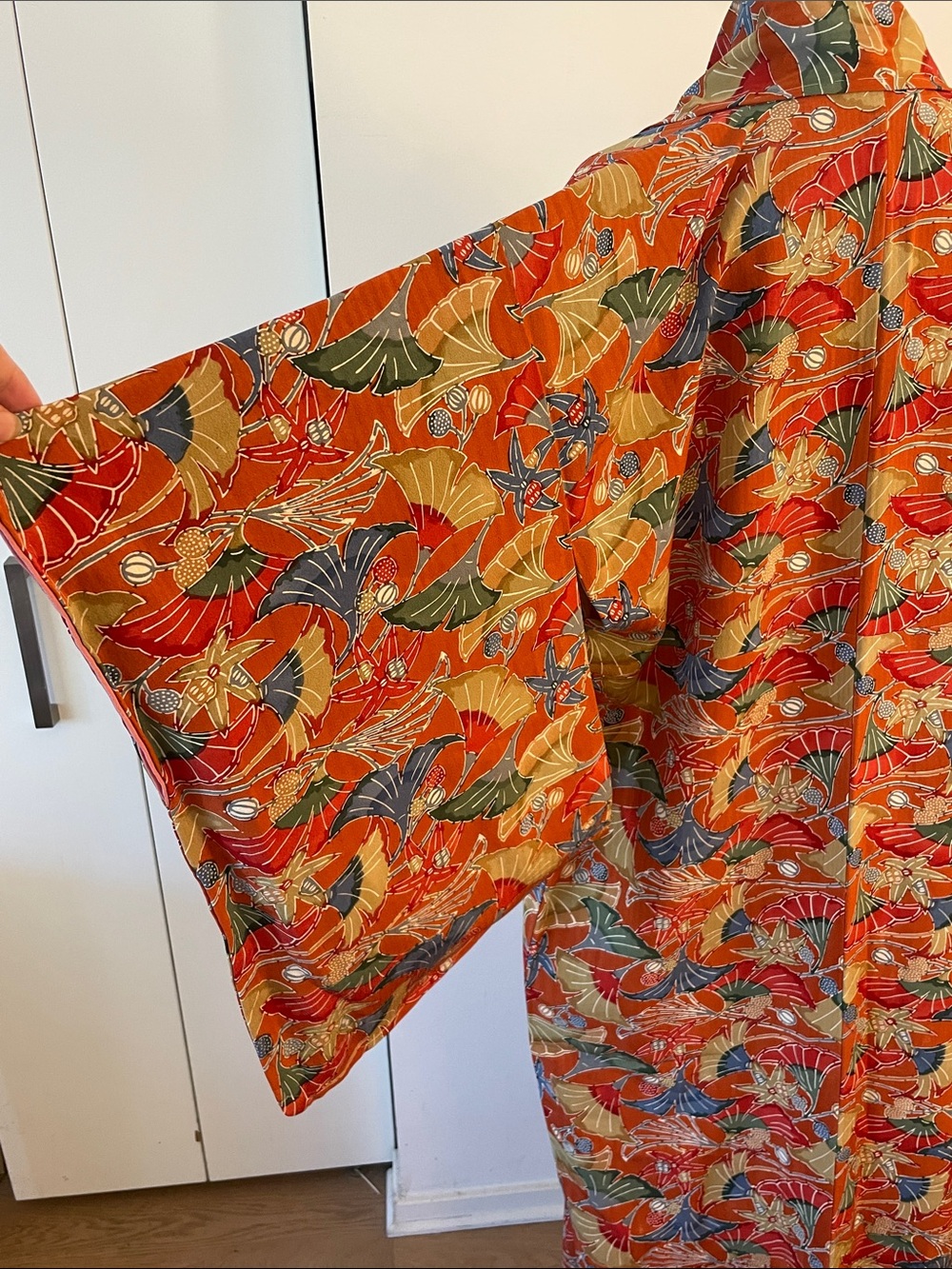 Vintage Orange Multi Floral Kimono Duster - Picture 9 of 9